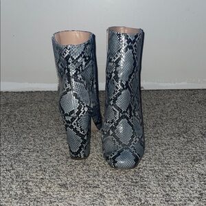 Steve Madden Blue and Black Ankle Booties with Snakeskin Print